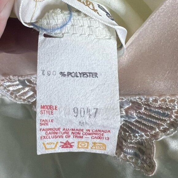 Vintage chasilk yellow pink size medium butterfly Spaghetti Strap Nightgown - Picture 6 of 8